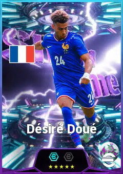 Désiré Doué eFootball 2026 player card, 83 OVR RWF