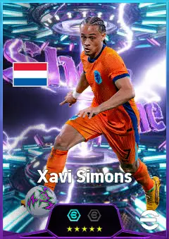 Xavi Simons eFootball 2026 player card, 84 OVR AMF