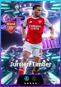 Jurriën Timber eFootball 2026 player card, 84 OVR RB