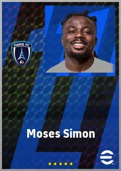 Moses Simon eFootball 2026 player card, 74 OVR LWF
