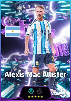 Alexis Mac Allister eFootball 2026 player card, 84 OVR CMF