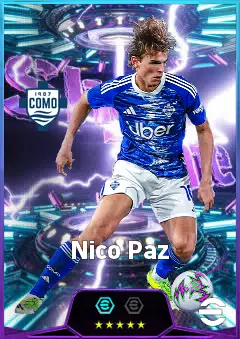 Nico Paz eFootball 2026 player card, 86 OVR AMF