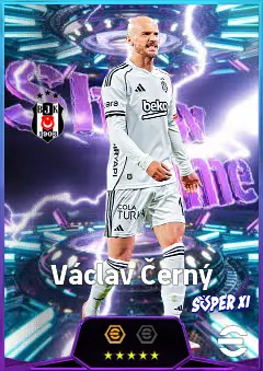 Václav Černý eFootball 2026 player card, 81 OVR RMF
