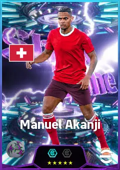 Manuel Akanji eFootball 2026 player card, 82 OVR CB