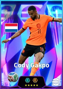 Cody Gakpo eFootball 2026 player card, 85 OVR LWF