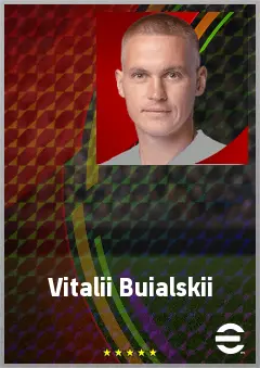 Vitalii Buialskii eFootball 2026 player card, 73 OVR AMF