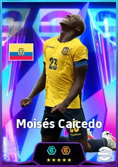 Moisés Caicedo eFootball 2026 player card, 85 OVR DMF
