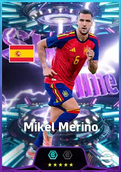 Mikel Merino eFootball 2026 player card, 83 OVR AMF