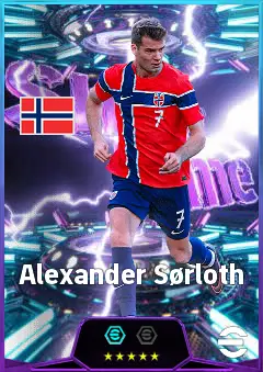 Alexander Sørloth eFootball 2026 player card, 83 OVR CF