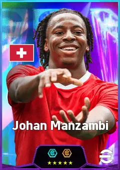 Johan Manzambi eFootball 2026 player card, 85 OVR AMF