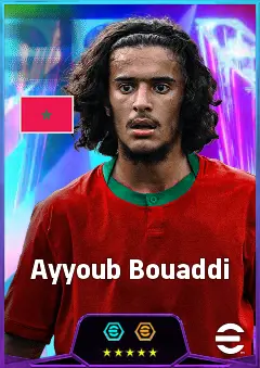 Ayyoub Bouaddi eFootball 2026 player card, 85 OVR DMF