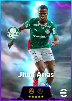 Jhon Arias eFootball 2026 player card, 82 OVR LMF