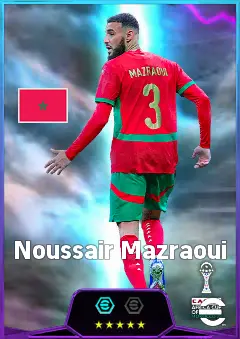 Noussair Mazraoui eFootball 2026 player card, 82 OVR LB