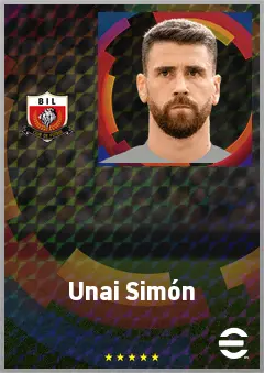 Unai Simón eFootball 2026 player card, 80 OVR GK