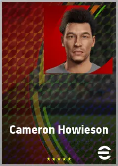 Cameron Howieson eFootball 2026 player card, 70 OVR CMF