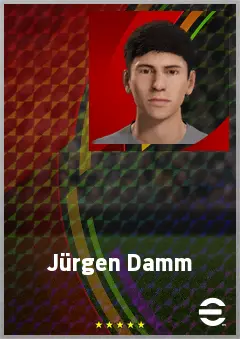 Jürgen Damm eFootball 2026 player card, 71 OVR RMF