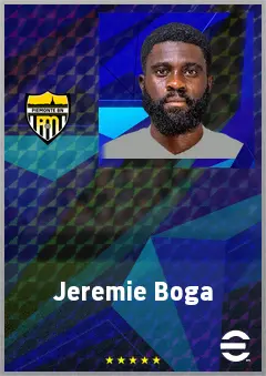 Jeremie Boga eFootball 2026 player card, 74 OVR LWF