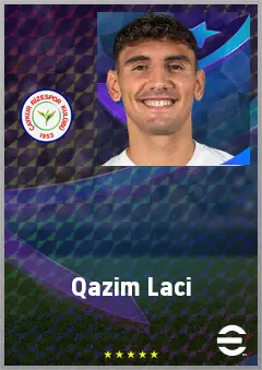 Qazim Laci eFootball 2026 player card, 73 OVR CMF
