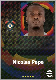 Nicolas Pépé eFootball 2026 player card, 76 OVR RWF
