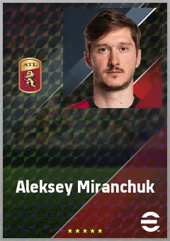 Aleksey Miranchuk eFootball 2026 player card, 74 OVR AMF