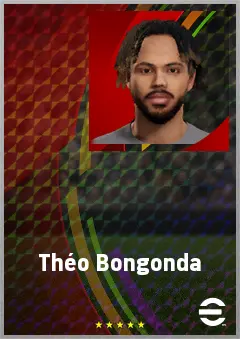 Théo Bongonda eFootball 2026 player card, 75 OVR RWF