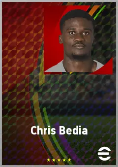 Chris Bedia eFootball 2026 player card, 72 OVR CF