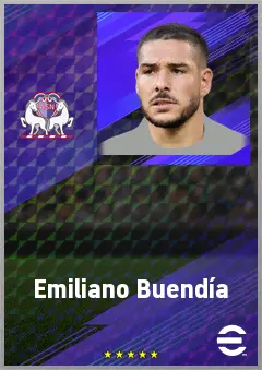 Emiliano Buendía eFootball 2026 player card, 75 OVR LWF