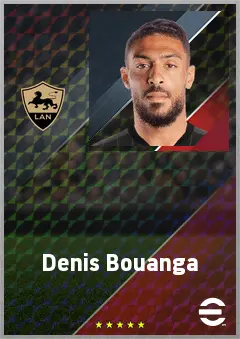 Denis Bouanga eFootball 2026 player card, 77 OVR LWF