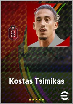 Kostas Tsimikas eFootball 2026 player card, 74 OVR LB