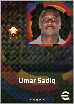 Umar Sadiq eFootball 2026 player card, 75 OVR CF