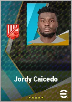 Jordy Caicedo eFootball 2026 player card, 74 OVR CF