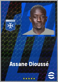 Assane Dioussé eFootball 2026 player card, 68 OVR DMF