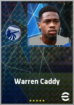 Warren Caddy eFootball 2026 player card, 69 OVR CF