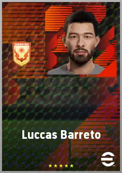 Luccas Barreto eFootball 2026 player card, 64 OVR AMF