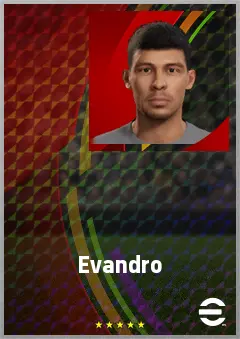 Evandro eFootball 2026 player card, 68 OVR CF