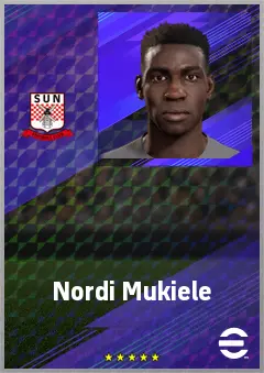 Nordi Mukiele eFootball 2026 player card, 76 OVR RB