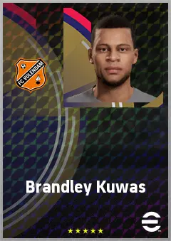 Brandley Kuwas eFootball 2026 player card, 70 OVR RWF