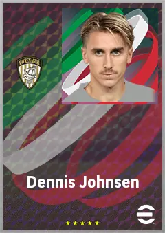 Dennis Johnsen eFootball 2026 player card, 72 OVR LWF