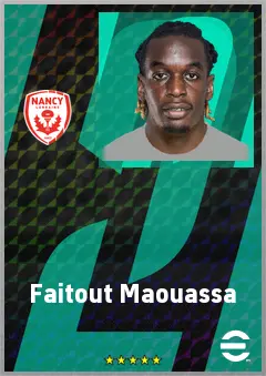 Faitout Maouassa eFootball 2026 player card, 69 OVR LB