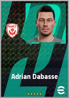 Adrian Dabasse eFootball 2026 player card, 67 OVR CF