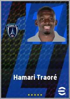 Hamari Traoré eFootball 2026 player card, 74 OVR RB