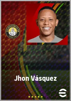 Jhon Vásquez eFootball 2026 player card, 72 OVR RWF