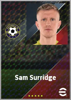 Sam Surridge eFootball 2026 player card, 75 OVR CF