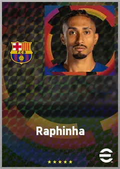 Raphinha eFootball 2026 player card, 83 OVR LWF