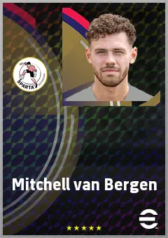 Mitchell van Bergen eFootball 2026 player card, 71 OVR RWF