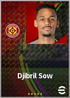 Djibril Sow eFootball 2026 player card, 74 OVR CMF