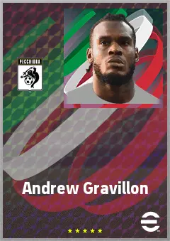 Andrew Gravillon eFootball 2026 player card, 72 OVR CB