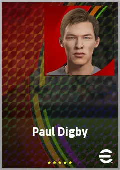 Paul Digby eFootball 2026 player card, 70 OVR DMF
