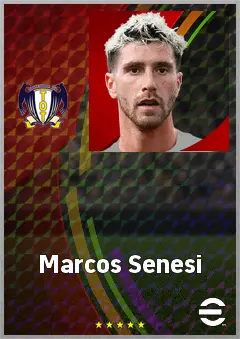 Marcos Senesi eFootball 2026 player card, 77 OVR CB