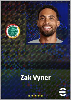 Zak Vyner eFootball 2026 player card, 72 OVR CB